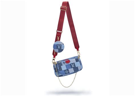 louis vuitton multi pochette accessoires denim monogram check blue/red|louis vuitton multi pochette crossbody.